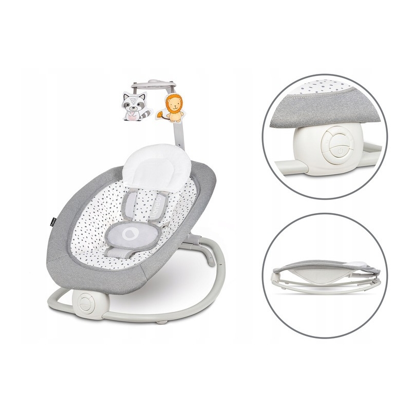Lionelo - Fotoliu balansoar cu vibratii, Pascal Scandi, Cu 12 melodii linistitoare, Pliabil, 80x49 cm, Gri Deschis Lionelo - Fotoliu balansoar cu vibratii, Pascal Scandi, Cu 12 melodii linistitoare, Pliabil, 80x49 cm, Gri Deschis