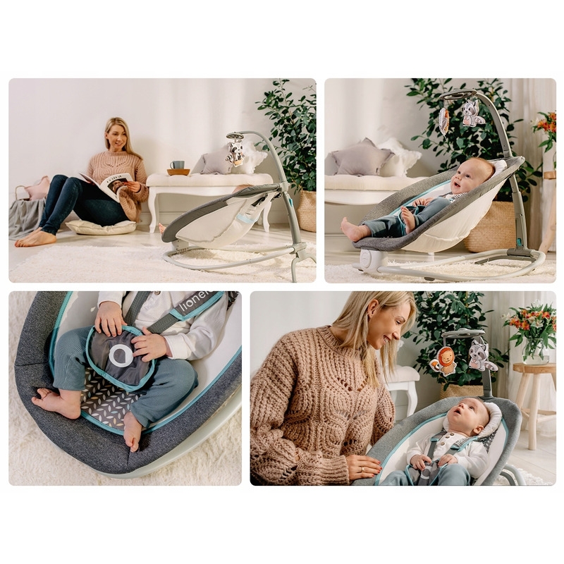 Lionelo - Fotoliu balansoar cu vibratii, Pascal Scandi, Cu 12 melodii linistitoare, Pliabil, 80x49 cm, Gri Deschis Lionelo - Fotoliu balansoar cu vibratii, Pascal Scandi, Cu 12 melodii linistitoare, Pliabil, 80x49 cm, Gri Deschis