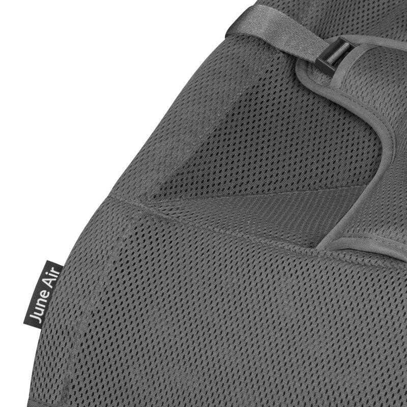 Fotoliu balansoar June AIR, Cu arcada cu jucarii, Ergonomic, Permite circulatia aerului, Balansare manuala, Pliabil, 0 luni+, Gri, Lionelo