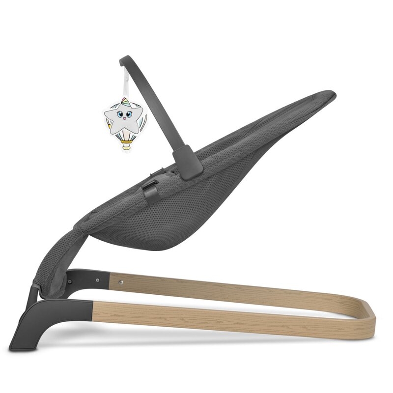 Fotoliu balansoar June AIR, Cu arcada cu jucarii, Ergonomic, Permite circulatia aerului, Balansare manuala, Pliabil, 0 luni+, Gri, Lionelo