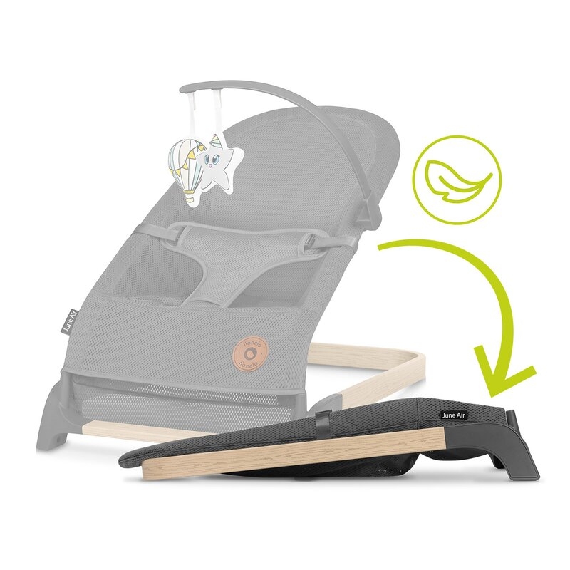 Fotoliu balansoar June AIR, Cu arcada cu jucarii, Ergonomic, Permite circulatia aerului, Balansare manuala, Pliabil, 0 luni+, Gri, Lionelo