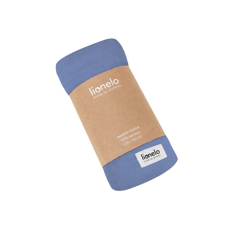 Lionelo - Paturica multifunctionala de infasat, Din bambus, 120x120 cm, Albastru Lionelo - Paturica multifunctionala de infasat, Din bambus, 120x120 cm, Albastru