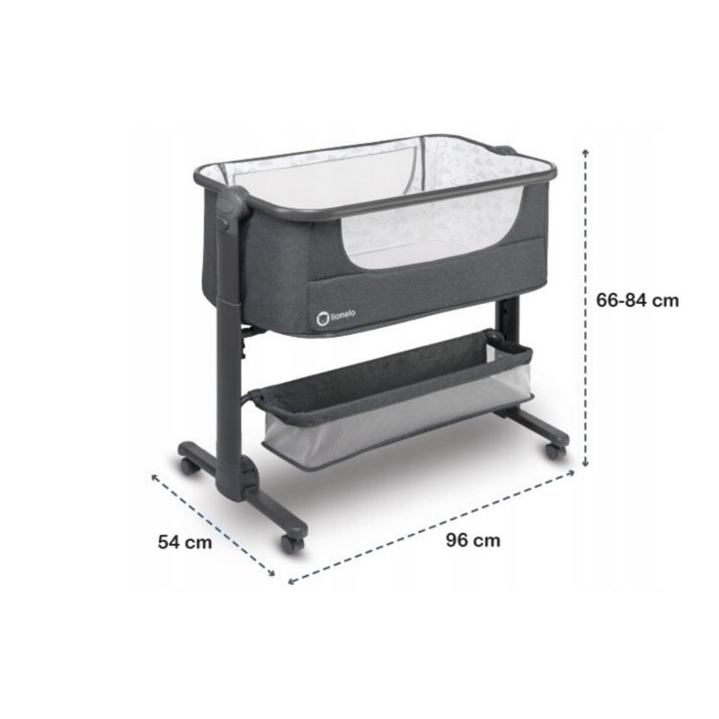 Lionelo - Patut 3 in 1 Co-Sleeper Timon, Pliabil, Dark Grey Lionelo - Patut 3 in 1 Co-Sleeper Timon, Pliabil, Dark Grey