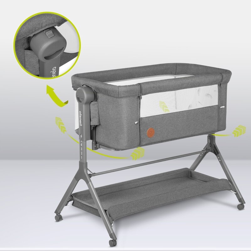 Lionelo - Patut co-sleeper Leonie Plus, Pliabil, Cu sistem de leganare, Cu setare unghiulara, Reglabil in 6 pozitii pe inaltime, Conform cu standardele europeane de securitate EN1130 si EN16890, Gri Lionelo - Patut co-sleeper Leonie Plus, Pliabil, Cu sistem de leganare, Cu setare unghiulara, Reglabil in 6 pozitii pe inaltime, Conform cu standardele europeane de securitate EN1130 si EN16890, Gri