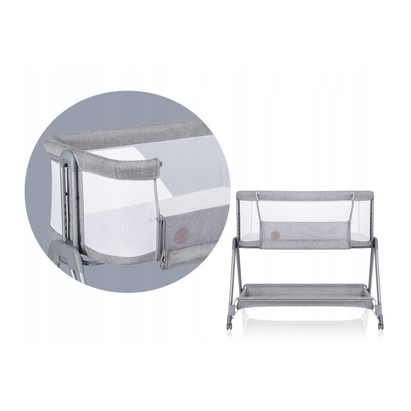 Lionelo - Patut co-sleeper Luna, 2 in 1, Cu setare unghiulara, Cu roti, Reglabil in 6 pozitii pe inaltime, Gri deschis Lionelo - Patut co-sleeper Luna, 2 in 1, Cu setare unghiulara, Cu roti, Reglabil in 6 pozitii pe inaltime, Gri deschis