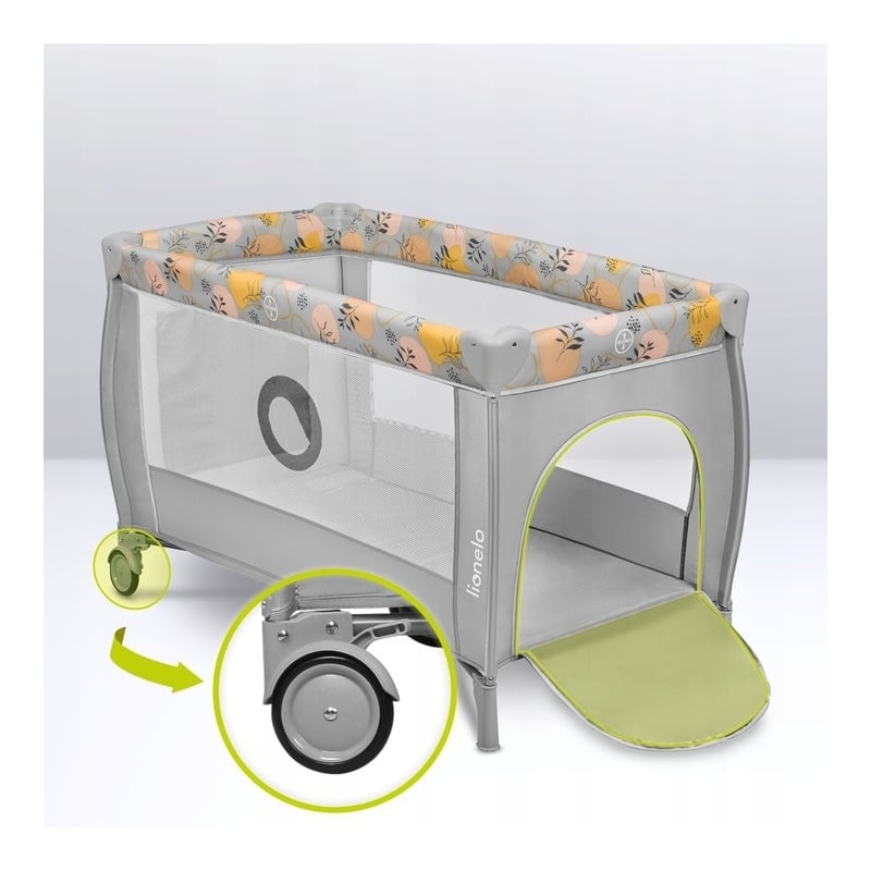 Lionelo - Patut pliant cu doua nivele, Stefi Plus, Cu intrare laterala cu fermoar, 2 roti, 120 x 60 cm, Conform cu standardul european de securitate EN 716, Roz/Galben Lionelo - Patut pliant cu doua nivele, Stefi Plus, Cu intrare laterala cu fermoar, 2 roti, 120 x 60 cm, Conform cu standardul european de securitate EN 716, Roz/Galben