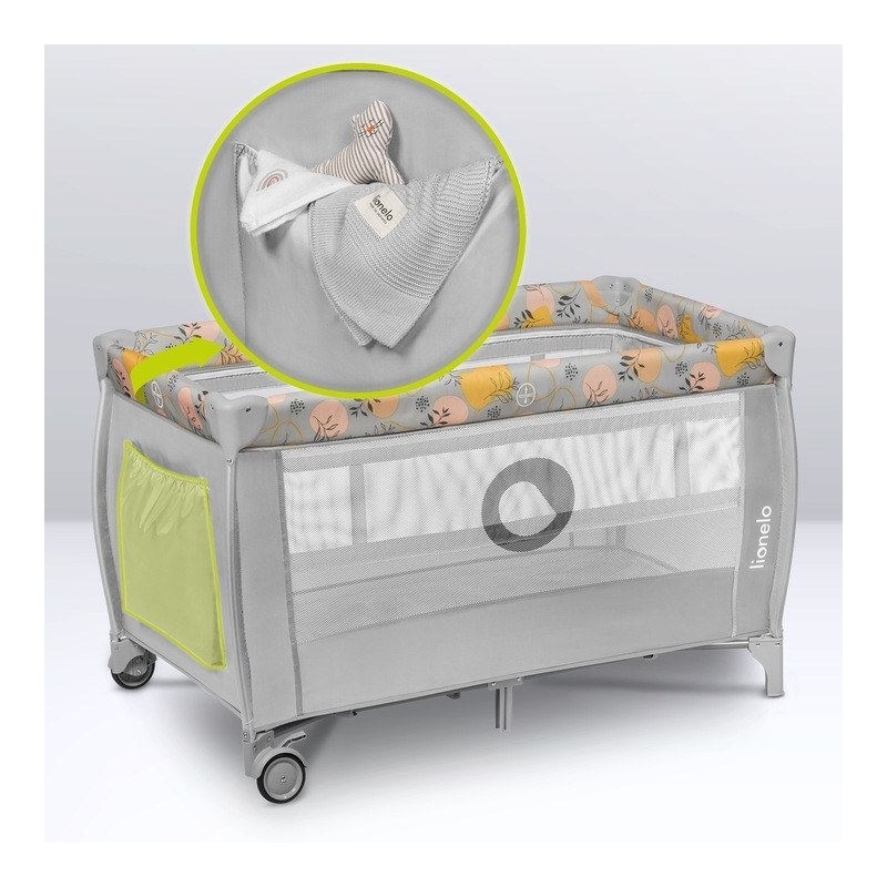 Lionelo - Patut pliant cu doua nivele, Stefi Plus, Cu intrare laterala cu fermoar, 2 roti, 120 x 60 cm, Conform cu standardul european de securitate EN 716, Roz/Galben Lionelo - Patut pliant cu doua nivele, Stefi Plus, Cu intrare laterala cu fermoar, 2 roti, 120 x 60 cm, Conform cu standardul european de securitate EN 716, Roz/Galben