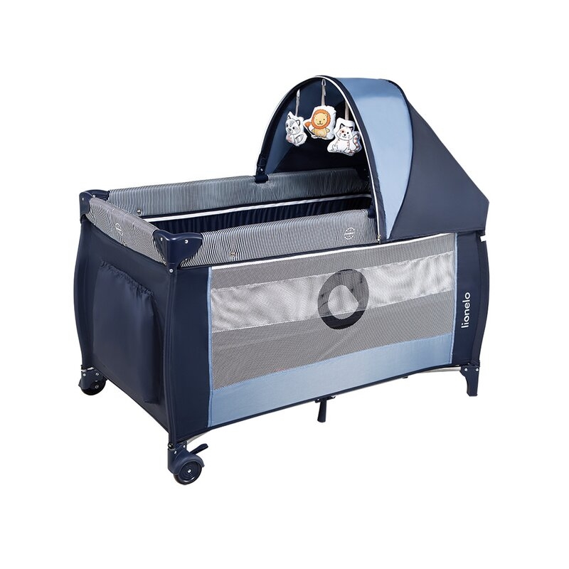 Lionelo - Patut pliant cu doua nivele Sven Plus, 120x60 cm, arcada jucarii, masuta de infasat, vibratii, melodii, Blue Navy Lionelo - Patut pliant cu doua nivele Sven Plus, 120x60 cm, arcada jucarii, masuta de infasat, vibratii, melodii, Blue Navy