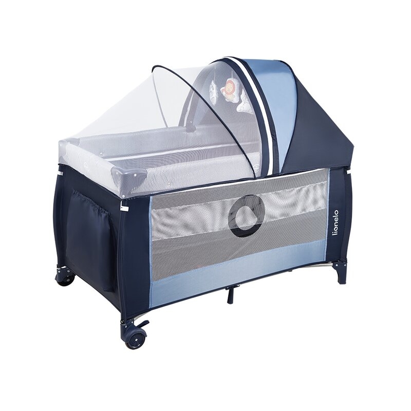 Lionelo - Patut pliant cu doua nivele Sven Plus, 120x60 cm, arcada jucarii, masuta de infasat, vibratii, melodii, Blue Navy Lionelo - Patut pliant cu doua nivele Sven Plus, 120x60 cm, arcada jucarii, masuta de infasat, vibratii, melodii, Blue Navy