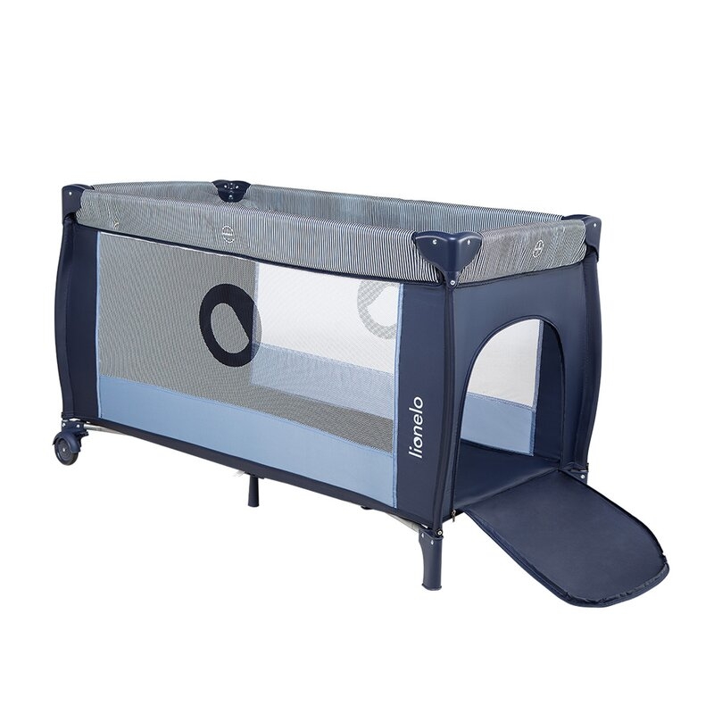 Lionelo - Patut pliant cu doua nivele Sven Plus, 120x60 cm, arcada jucarii, masuta de infasat, vibratii, melodii, Blue Navy Lionelo - Patut pliant cu doua nivele Sven Plus, 120x60 cm, arcada jucarii, masuta de infasat, vibratii, melodii, Blue Navy