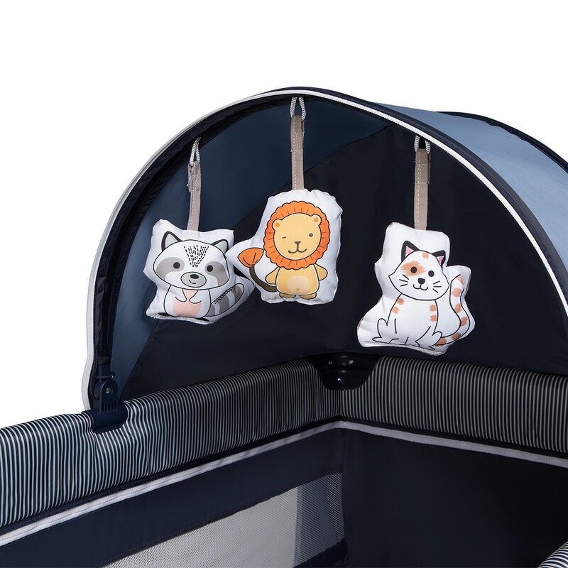 Lionelo - Patut pliant cu doua nivele Sven Plus, 120x60 cm, arcada jucarii, masuta de infasat, vibratii, melodii, Blue Navy Lionelo - Patut pliant cu doua nivele Sven Plus, 120x60 cm, arcada jucarii, masuta de infasat, vibratii, melodii, Blue Navy