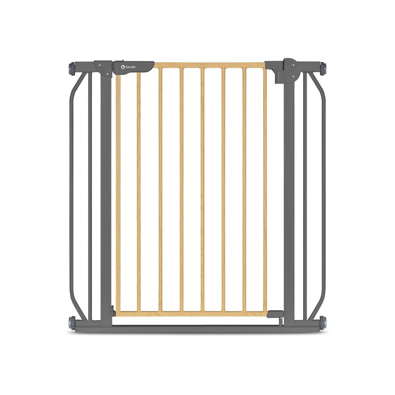 Lionelo - Poarta de siguranta prin presiune Truus Slim, 105 cm, Conform cu standardul europeane de securitate EN1930, Gri/Natur
