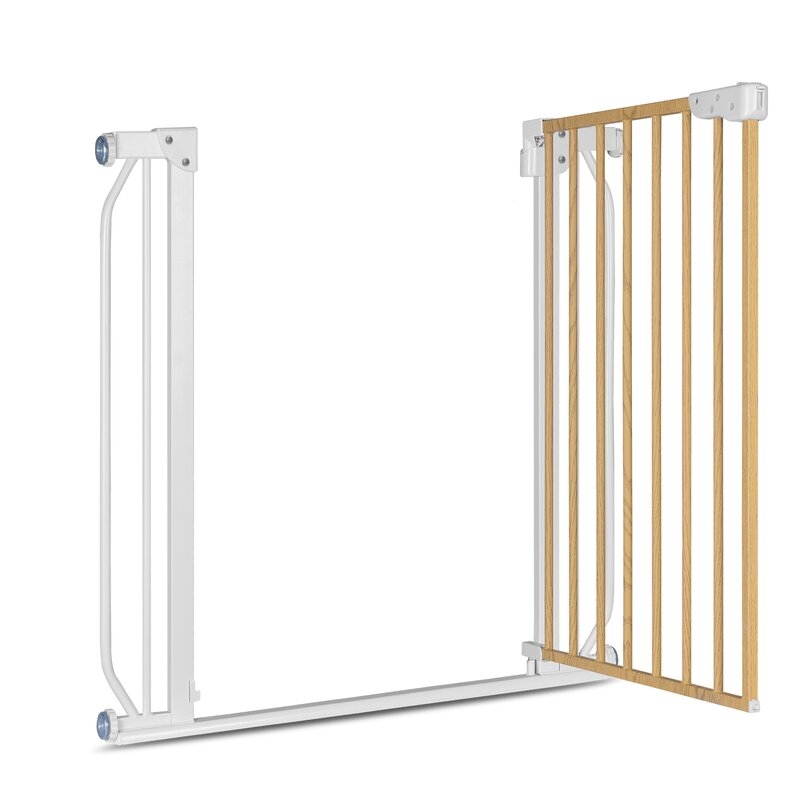 Lionelo - Poarta de siguranta prin presiune Truus Slim, 105 cm, Conform cu standardul europeane de securitate EN1930, Gri/Natur