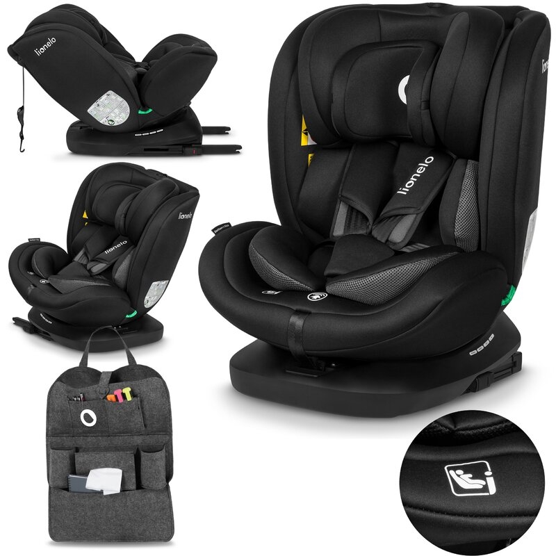 Lionelo - Scaun auto Bastiaan i-Size, 4 in 1, Protectie laterala, Cu spatar inclinabil in 4 pozitii, Cu tetiera reglabila in 7 pozitii, Rotire 360 grade, Top Tether, 0-36 Kg, 40-150 cm, Cu Isofix, Conform cu standardul european de securitate ECE R129/03,