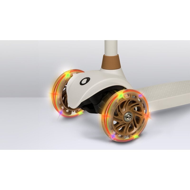 Lionelo - Trotineta pentru copii, Jessy, Pliabila, Pana la 50 Kg, Cu design ergonomic, Cu lumini LED, 56 x 26 x 67-82 cm, 3 ani+, Maro