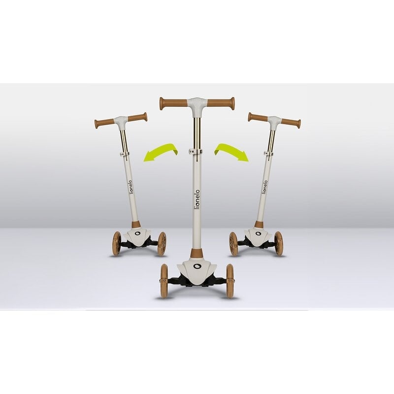 Lionelo - Trotineta pentru copii, Jessy, Pliabila, Pana la 50 Kg, Cu design ergonomic, Cu lumini LED, 56 x 26 x 67-82 cm, 3 ani+, Maro
