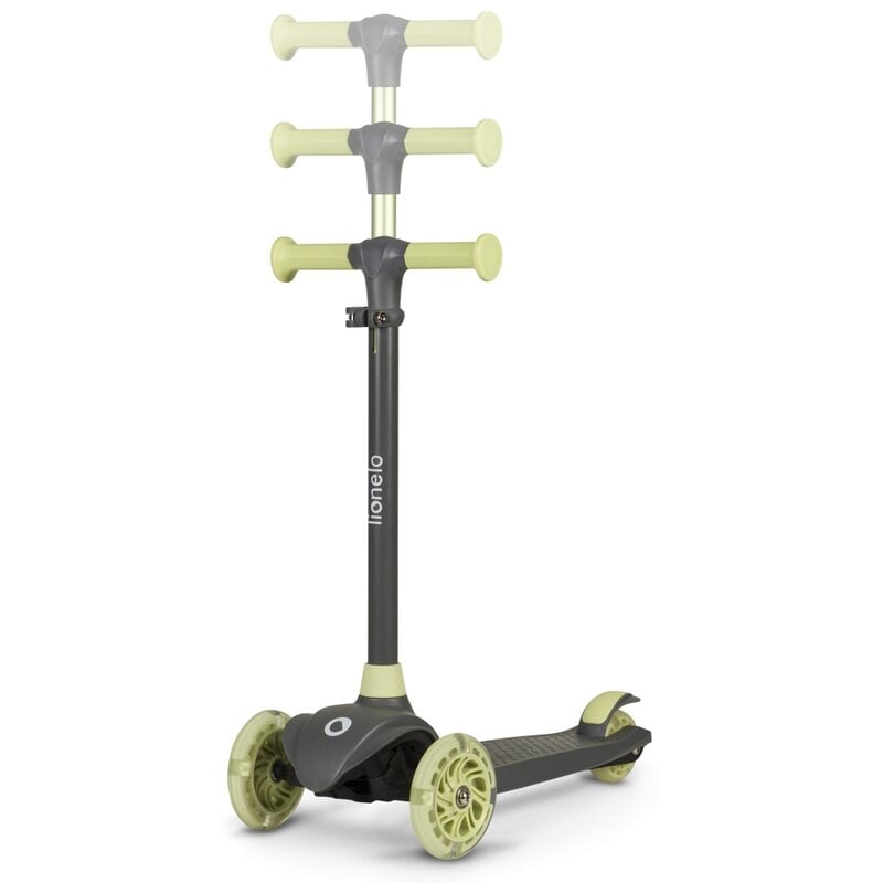 Lionelo - Trotineta pentru copii, Jessy, Pliabila, Pana la 50 Kg, Cu design ergonomic, Cu lumini LED, 56 x 26 x 67-82 cm, 3 ani+, Verde