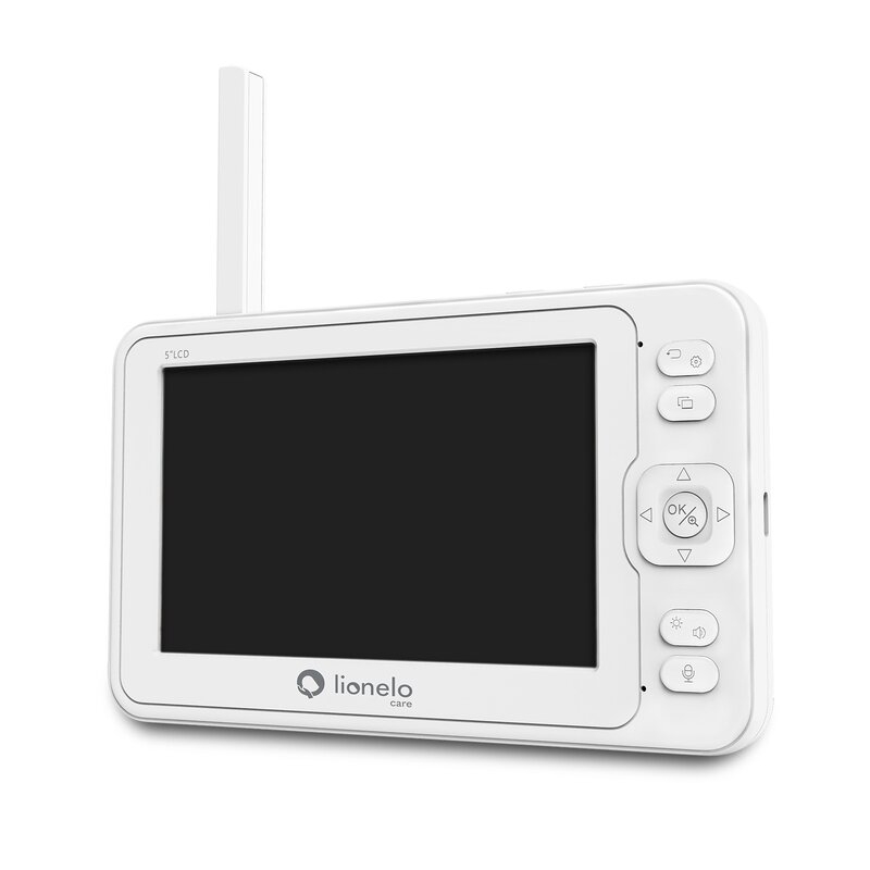 Lionelo - Videofon Babyline 8.3, Cu termometru, Cu melodii, Comunicare in 2 sensuri, Rotire 360 grade, Alb Lionelo - Videofon Babyline 8.3, Cu termometru, Cu melodii, Comunicare in 2 sensuri, Rotire 360 grade, Alb