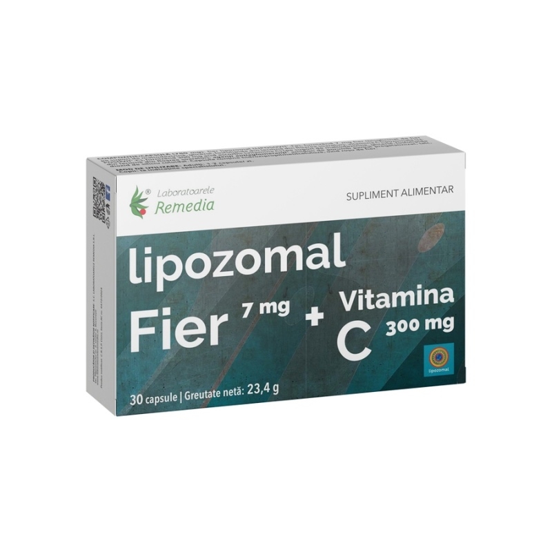 Fier + vitamina C lipozomal, 30 capsule, Remedia Fier + vitamina C lipozomal, 30 capsule, Remedia
