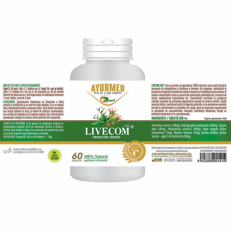 Livecom, 60 tablete, Ayurmed