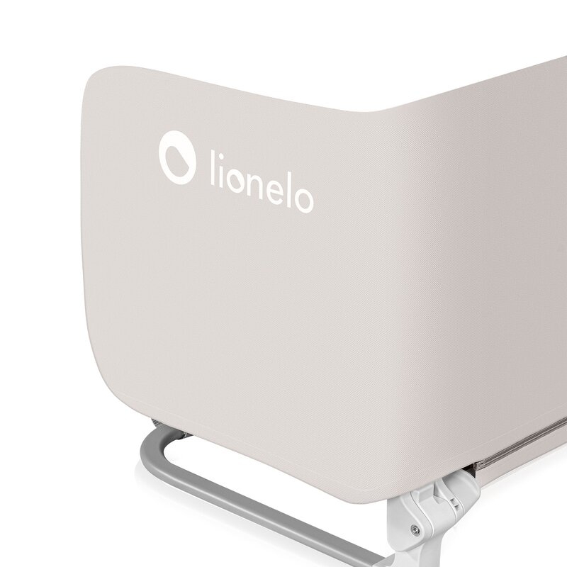 Bariera de protectie pentru pat, Lionelo, Lora XL, Pliabila, Sistem de blocare StandSafe, Geanta de transport inclusa, 150x46 cm, Conform cu BS 7972:2001+A1:2009, Bej