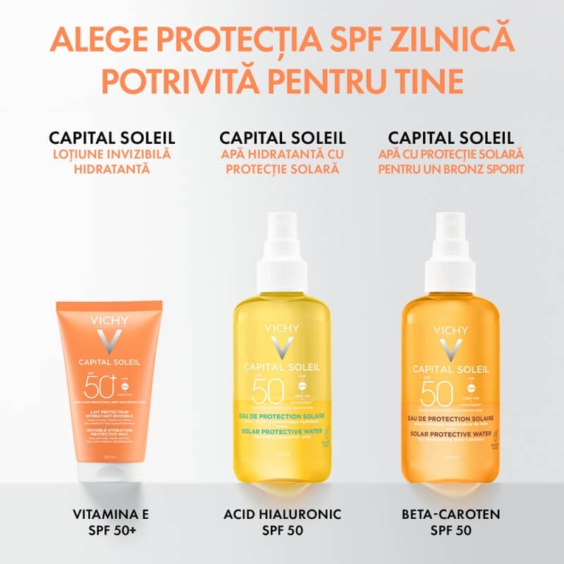 Lotiune hidratanta invizibila pentru fata si corp, SPF 50+ Capital Soleil, 150 ml, Vichy