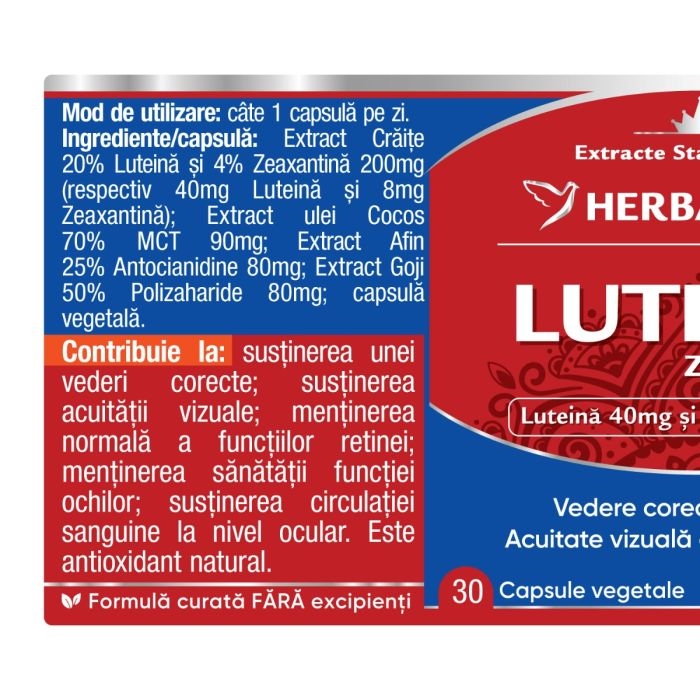 Super Luteina Zeaxantina, 30 capsule, Herbagetica
