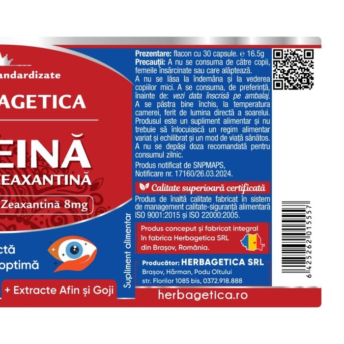 Super Luteina Zeaxantina, 30 capsule, Herbagetica