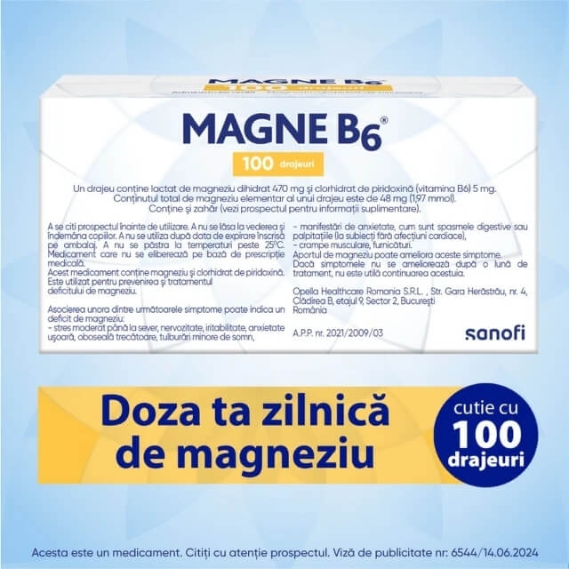 Magne B6, 100 drajeuri, Sanofi Magne B6, 100 drajeuri, Sanofi
