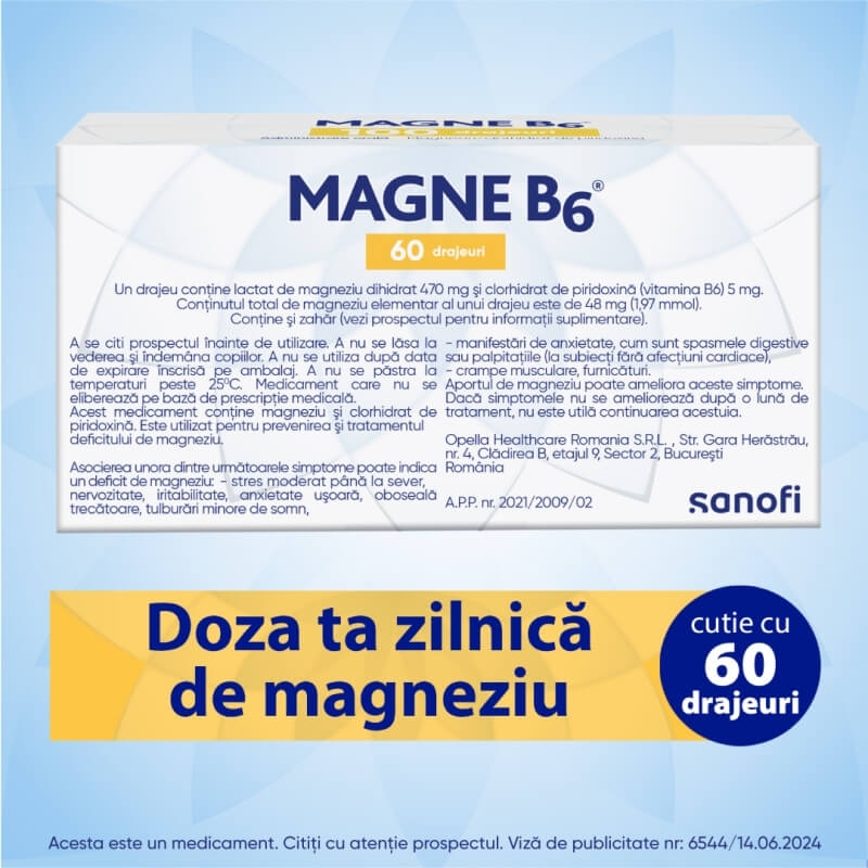 Magne B6, 60 drajeuri, Sanofi Magne B6, 60 drajeuri, Sanofi