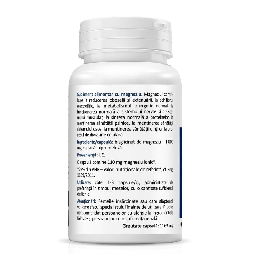 Magneziu bisglicinat, 1000 mg, 30 capsule, Zenyth