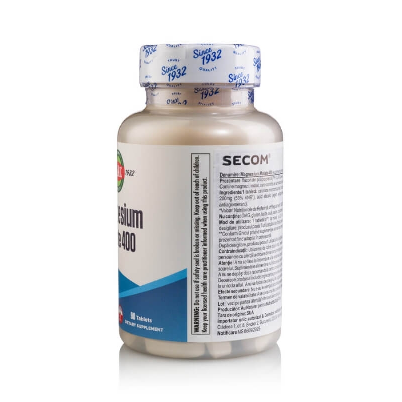 Magnesium Malate Kal, 400 mg, 90 tablete, Secom
