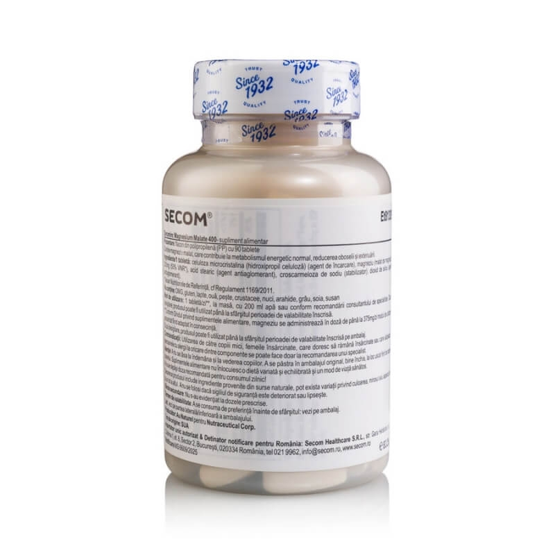 Magnesium Malate Kal, 400 mg, 90 tablete, Secom