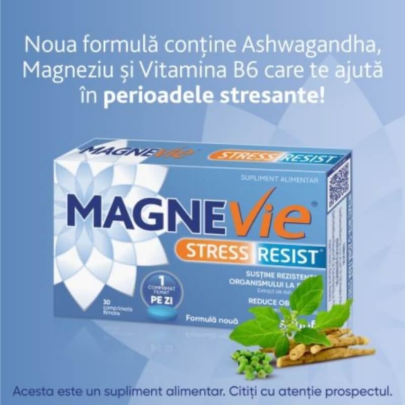 MagneVie Stress Resist Ashwagandha, 30 comprimate filmate, Sanofi MagneVie Stress Resist Ashwagandha, 30 comprimate filmate, Sanofi