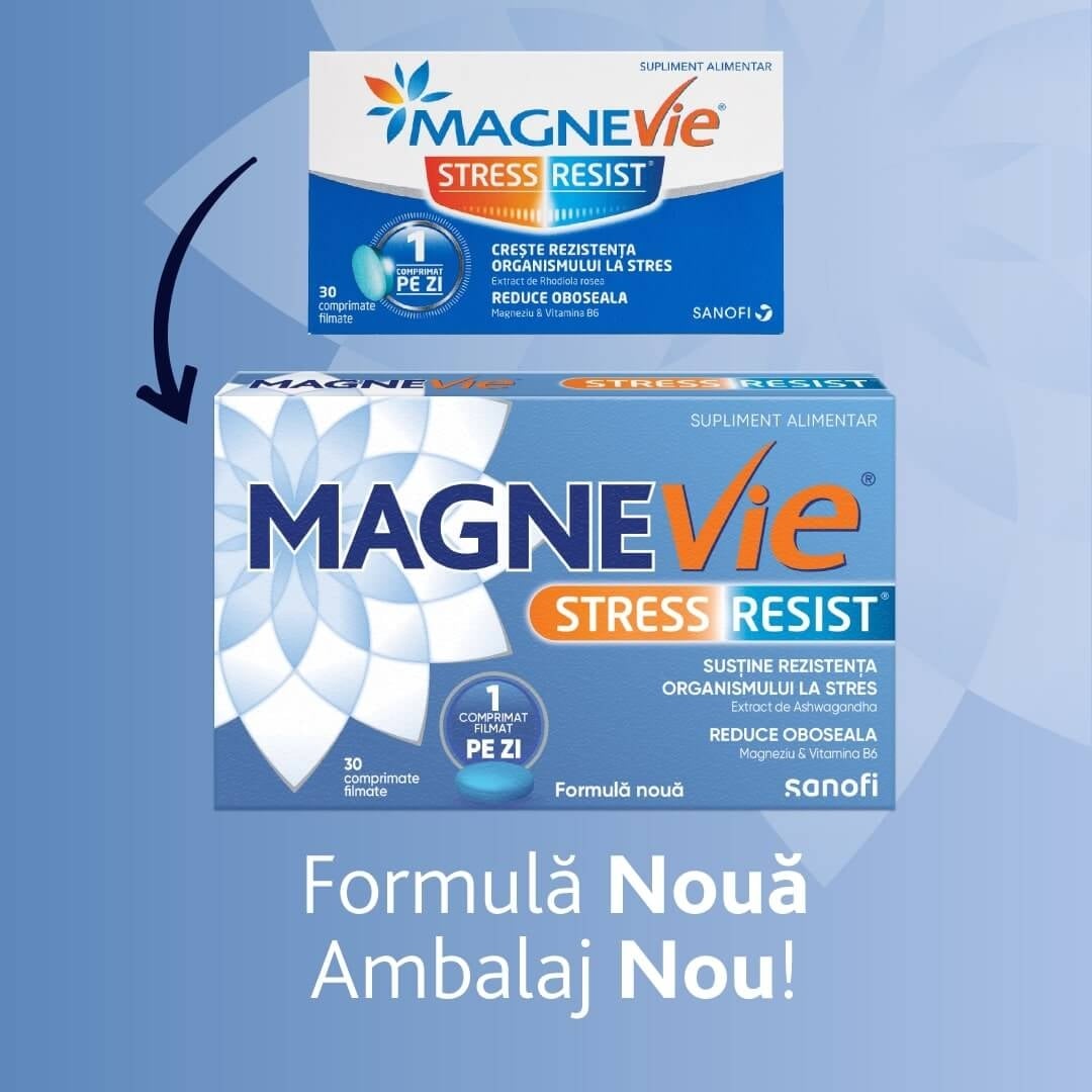 MagneVie Stress Resist Ashwagandha, 30 comprimate filmate, Sanofi MagneVie Stress Resist Ashwagandha, 30 comprimate filmate, Sanofi