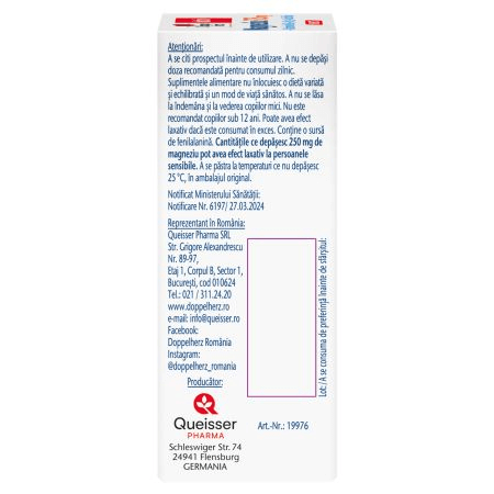 Aktiv Magneziu 375 mg Direct + Vitaminele B6 + B12 + Acid folic, 20 plicuri, Doppelherz Aktiv Magneziu 375 mg Direct + Vitaminele B6 + B12 + Acid folic, 20 plicuri, Doppelherz