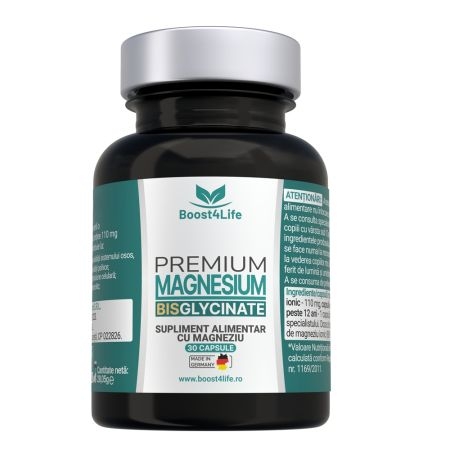 Magneziu bisglicinat Premium 815 mg, 30 capsule, Boost4Life Magneziu bisglicinat Premium 815 mg, 30 capsule, Boost4Life