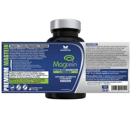 Magtein magneziu L-Treonat Premium 670 mg, 90 capsule, Boost4Life