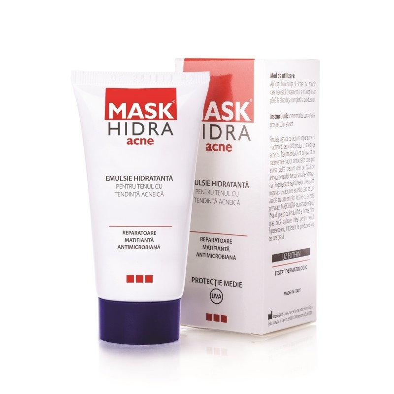Emulsie hidratanta pentru tenul cu tendinta acneica Mask Hidra Acne, 50 ml, Meditrina Pharmaceuticals Emulsie hidratanta pentru tenul cu tendinta acneica Mask Hidra Acne, 50 ml, Meditrina Pharmaceuticals