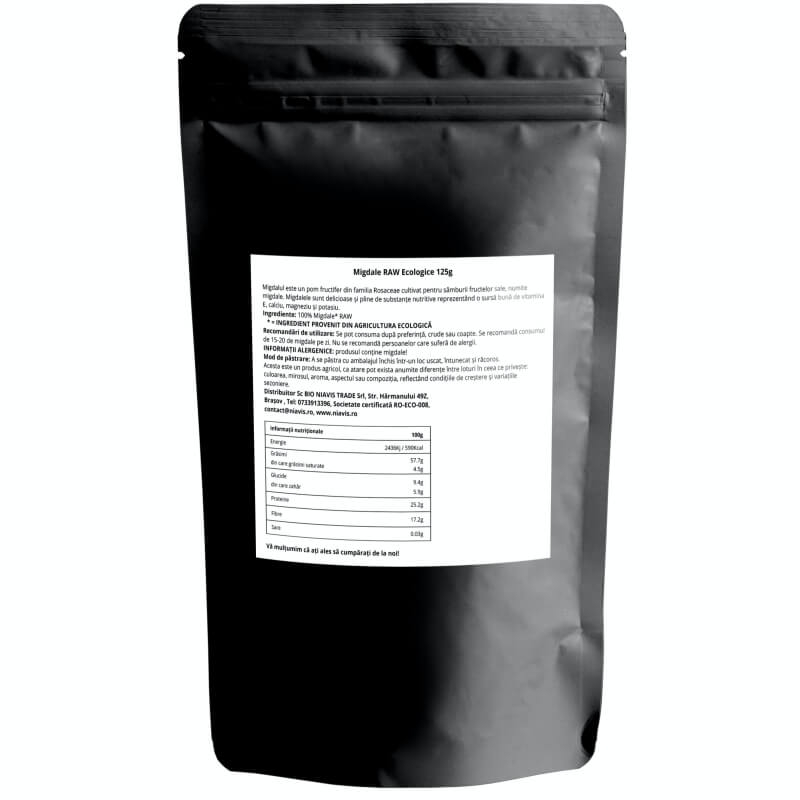 Migdale crude ecologice, 125 g, Niavis Migdale crude ecologice, 125 g, Niavis