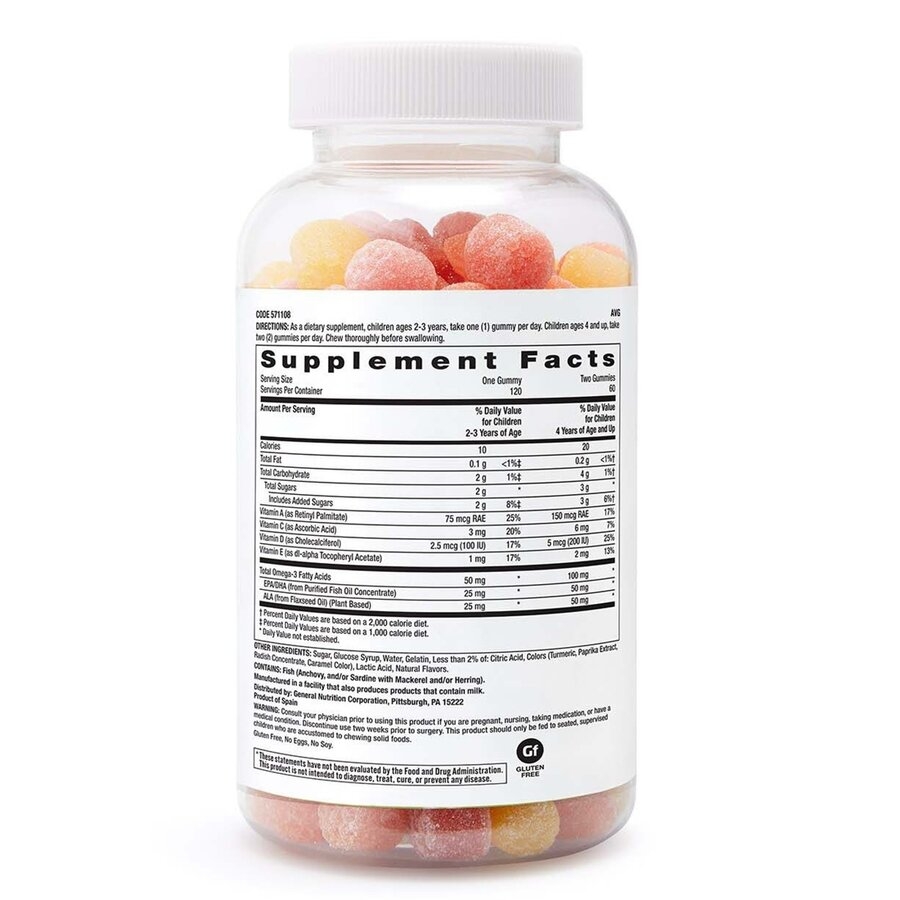 Omega + DHA pentru copii 2-12 ani Milestones Kids Gummy, 120 jeleuri, GNC