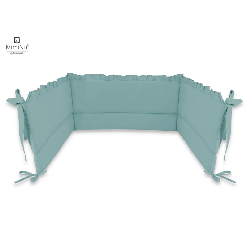 Aparatoare pentru patut 120x60 cm, Cu volanase, Din bumbac certificat Oeko Tex Standard 100, Cu inaltimea de 30 cm, Cu panglici, Colectia Royal, Nepal Green, MimiNu Aparatoare pentru patut 120x60 cm, Cu volanase, Din bumbac certificat Oeko Tex Standard 100, Cu inaltimea de 30 cm, Cu panglici, Colectia Royal, Nepal Green, MimiNu