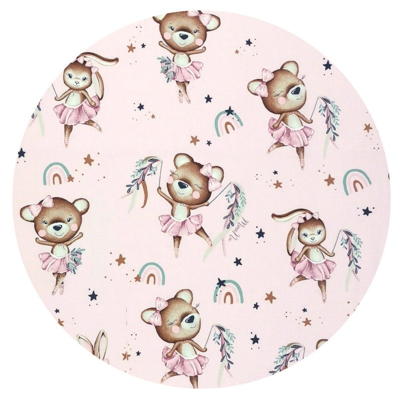 Cearceaf cu elastic, Din bumbac certificat Oeko Tex Standard 100, Pentru pat 160x80 cm, Design, Little Ballerina Pink, MimiNu Cearceaf cu elastic, Din bumbac certificat Oeko Tex Standard 100, Pentru pat 160x80 cm, Design, Little Ballerina Pink, MimiNu