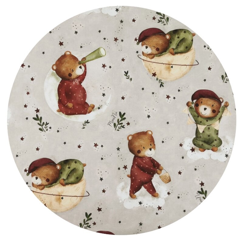 MimiNu - Cearceaf cu elastic pentru landou, carucior si cosulet, Dimensiune 80x35 cm, Din bumbac certificat Oeko Tex Standard 100, Teddy Bear On Moon MimiNu - Cearceaf cu elastic pentru landou, carucior si cosulet, Dimensiune 80x35 cm, Din bumbac certificat Oeko Tex Standard 100, Teddy Bear On Moon