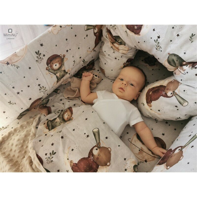 MimiNu - Cearceaf cu elastic pentru landou, carucior si cosulet, Dimensiune 80x35 cm, Din bumbac certificat Oeko Tex Standard 100, Teddy Bear On Moon MimiNu - Cearceaf cu elastic pentru landou, carucior si cosulet, Dimensiune 80x35 cm, Din bumbac certificat Oeko Tex Standard 100, Teddy Bear On Moon