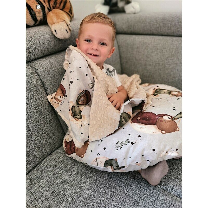 MimiNu - Cearceaf cu elastic pentru patut 140X70 cm, Din bumbac certificat Oeko Tex Standard 100, Teddy Bear On Moon MimiNu - Cearceaf cu elastic pentru patut 140X70 cm, Din bumbac certificat Oeko Tex Standard 100, Teddy Bear On Moon