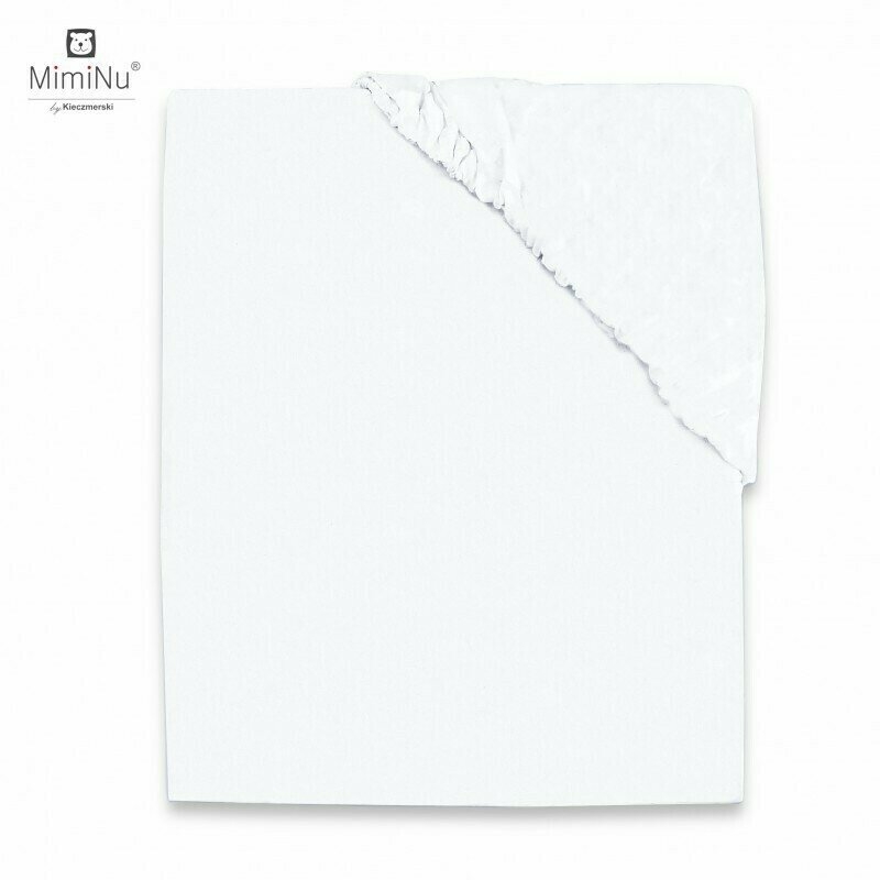 MimiNu - Cearceaf cu elastic pentru patut co-sleeper, Vera, Dimensiune 89 x 51 cm, Din bumbac jersey, Material certificat Oeko Tex Standard 100, White MimiNu - Cearceaf cu elastic pentru patut co-sleeper, Vera, Dimensiune 89 x 51 cm, Din bumbac jersey, Material certificat Oeko Tex Standard 100, White