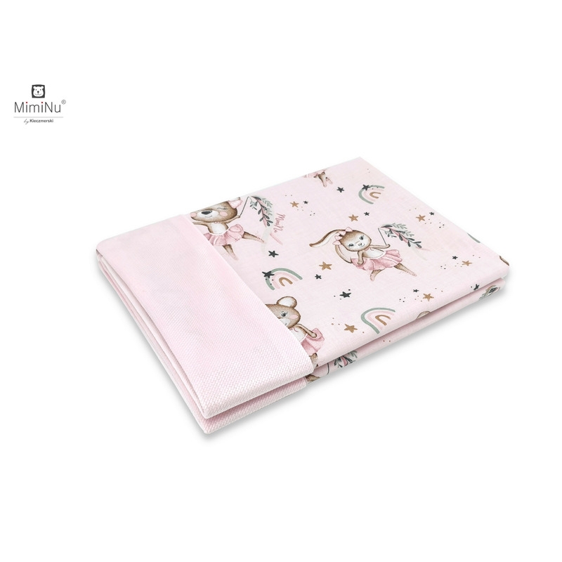 Paturica pufoasa cu doua fete, Dimensiune 75x100 cm, Din tesatura de catifea si bumbac, Materiale certificate Oeko Tex Standard 100, Design, Little Ballerina Pink, MimiNu