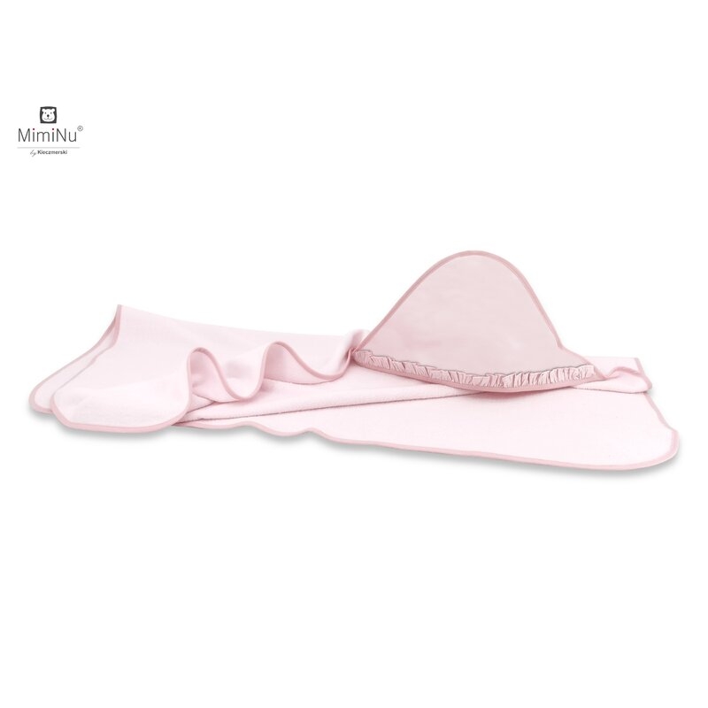 Prosop cu gluga 100x100 cm, Cu volanase, Colectia Royal, Powder Pink, MimiNu Prosop cu gluga 100x100 cm, Cu volanase, Colectia Royal, Powder Pink, MimiNu