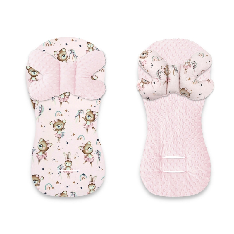 MimiNu - Protectie textila pentru carucior, scaun auto si scaun de bicicleta, Cu perna Butterfly, Materiale certificate Oeko Tex Standard 100, Minky Little Ballerina Pink MimiNu - Protectie textila pentru carucior, scaun auto si scaun de bicicleta, Cu perna Butterfly, Materiale certificate Oeko Tex Standard 100, Minky Little Ballerina Pink